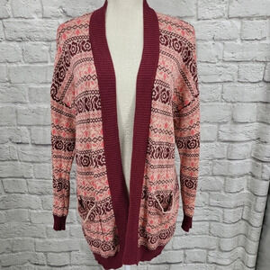 Matilda Jane Harmony Fair Isle Open Front Cardigan Sz Small